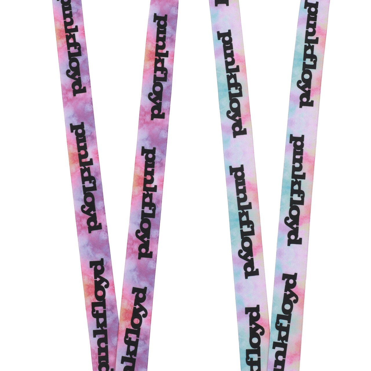 Pink Floyd Repeat Logo & Prism Charm Tie-Dye Lanyard With ID Sleeve